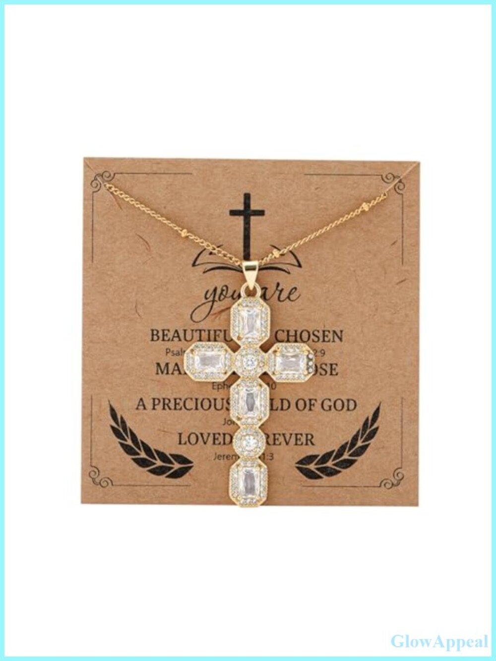 Cross Necklace for Women 14K Gold Plated Cubic Zirconia Pendant Adjustable